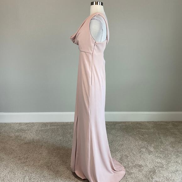 Adrianna Papell Backless Evening Gown Pink Size 10 Sleeveless Cowl Neck A-Line - Picture 5 of 12